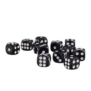 Juego de Dados DND de Acrílico Negro de Fábrica con Puntos Blancos, Esquinas Redondeadas, Personalizados, 6 Caras, 16 mm - Product Image 1