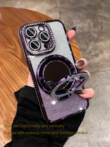 Ốp lưng điện thoại <span class=keywords><strong>iPhone</strong></span> 16 15/15 Pro/14 Promax lấp lánh, ốp Chrome Bling Bling cho <span class=keywords><strong>iPhone</strong></span> 13 có chân đế - Product Image 2