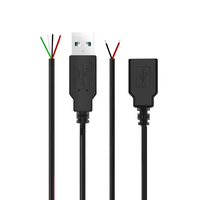 Mâle à Femelle 3a USB 2.0 Connecteur d'extension Paire Queue Connexion ouverte Câble série Pigtail 4 Core 2 Wire Câble de données Usb