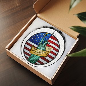 Colgante de vitral con diseño del Día de la Independencia de Estados Unidos (250.º aniversario, 1776-2026), Estatua de la Libertad y Bandera, para decoración. - Product Image 3
