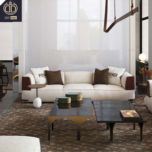 इतालवी डिजाइन सोफे नारंगी सफेद कपड़े लक्जरी सोफे वास्तविक चमड़े के सोफे रहने वाले कमरे सोफे - Product Image 3