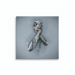 Personalized Metallic Hands Canvas Print: Elegant Silver Wall Art,<b>WRAPPED</b> CANVAS - Product Image 2