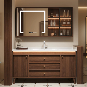 Mobile <span class=keywords><strong>bagno</strong></span> a parete in compensato stile medievale classico, ecologico, <span class=keywords><strong>con</strong></span> <span class=keywords><strong>specchio</strong></span> smart, garanzia 5 anni - Modello 2026 di punta - Product Image 4