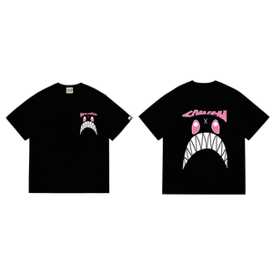Été Unisexe pour <span class=keywords><strong>Bape</strong></span> pour Shark T-Shirt High Street Trendy Brand Wholesale Short Sleeve Solid Pattern Loose - Product Image 5