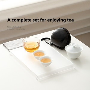Ensemble de thé de voyage Geek Dehua, portable, en céramique, pour l'extérieur, tasse à infusion rapide, double paroi, design minimaliste, impression de logo - Product Image 3