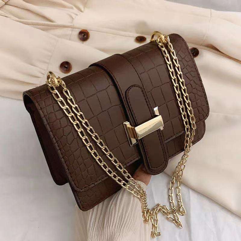 Cheap Fashion Female Minimalism Square Shoulder Bags Chains