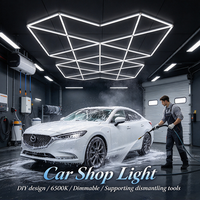 Lampu Toko Mobil 6500K LED Dimmable, Lampu Plafon yang Dapat Disesuaikan, Perakitan DIY, Mudah Dipasang untuk Bengkel Mobil, Garasi, dan Showroom Mobil