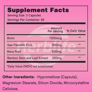 OEM ขายดี - ปรับแต่งได้ - ซอว์ พาล์มเมตโต สำหรับผู้หญิง - แคปซูลซอว์ พาล์มเมตโต บริสุทธิ์ 500 มก. ผสมรากมาคาและไบโอติน - Product Image 2