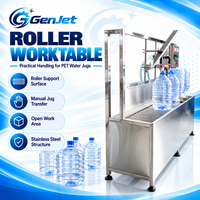 Machine de remplissage d'eau en bouteille PET semi-automatique pour contenants de 5 à 15 litres avec pièces de contact en acier inoxydable 304 et plateau à rouleaux