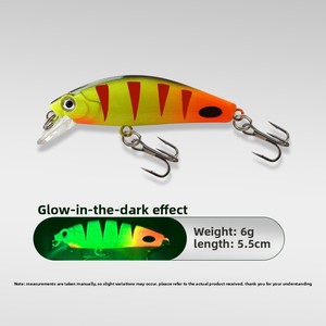 Esche artificiali da pesca per bass in ABS a 9 colori, di alta qualità, da 55mm/6g, per acqua salata, con <span class=keywords><strong>ami</strong></span> e occhi 3D - Vendita all'ingrosso - Product Image 6