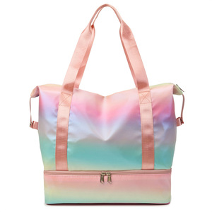 Sac de voyage portable imperméable multi-poches à dégradé de couleurs, séparation humide/sec, étiquette privée, vente en gros - Product Image 2