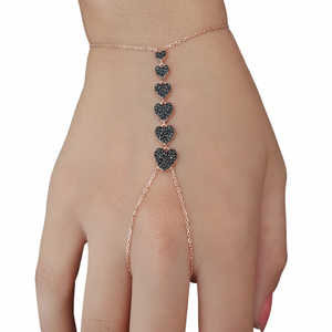 Oro rosa P. Guante de mano de Plata de Ley 925K, anillo de cadena de esclavo Sahmeran, pulsera de diseño artístico de zirconia Han - Product Image 2