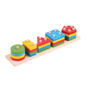 Montessori Geïnspireerde Houten Stapelblok Puzzelbord Geometrische Vorm Sorteerder Matching <span class=keywords><strong>Game</strong></span> Diy Speelgoed Voor Kinderen Jongens En Meisjes - Product Image 1