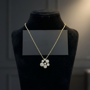 Collar de Lujo con Colgante de Diamantes de Corte Redondo en Forma de Flor, Roseta Floral Abierta, Collar para Mujer, Venta al Por Mayor - Product Image 6