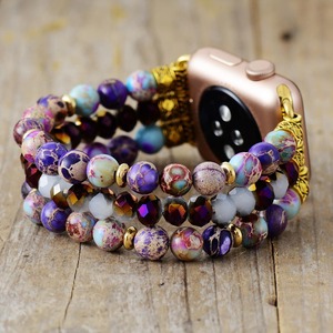 Bracelet perlé pour Apple Watch, bracelet élastique en pierre naturelle, bijoux de mode pour Apple Watch - Product Image 2