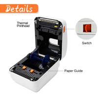 Printer Label Barcode Thermal Desktop AIYIN 4x6 Nirkabel dengan Antarmuka Bluetooth, Tempat Kertas Label Besar, Tanpa Tinta, Printer Label Pengiriman