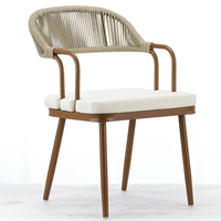 Chaise d'extérieur vintage Chaises de café Salle à manger Pile design en rotin pour balcon intérieur Série Empilable à l'extérieur Ensemble jaune Français