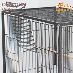 Güvercinler ve Papağanlar İçin Metal Büyük Kuş Kafesi, Tekerlekli, Çelik Tel Kare Boru Kuş Evi, Barlar, Mama Kapları ve Tepsi - Product Image 4