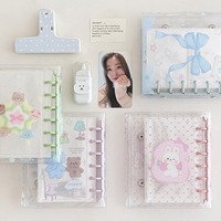 Mini classeur A7 transparent à 6 anneaux, style coréen, en PVC souple, pour album photo et rangement de matériel de nail art