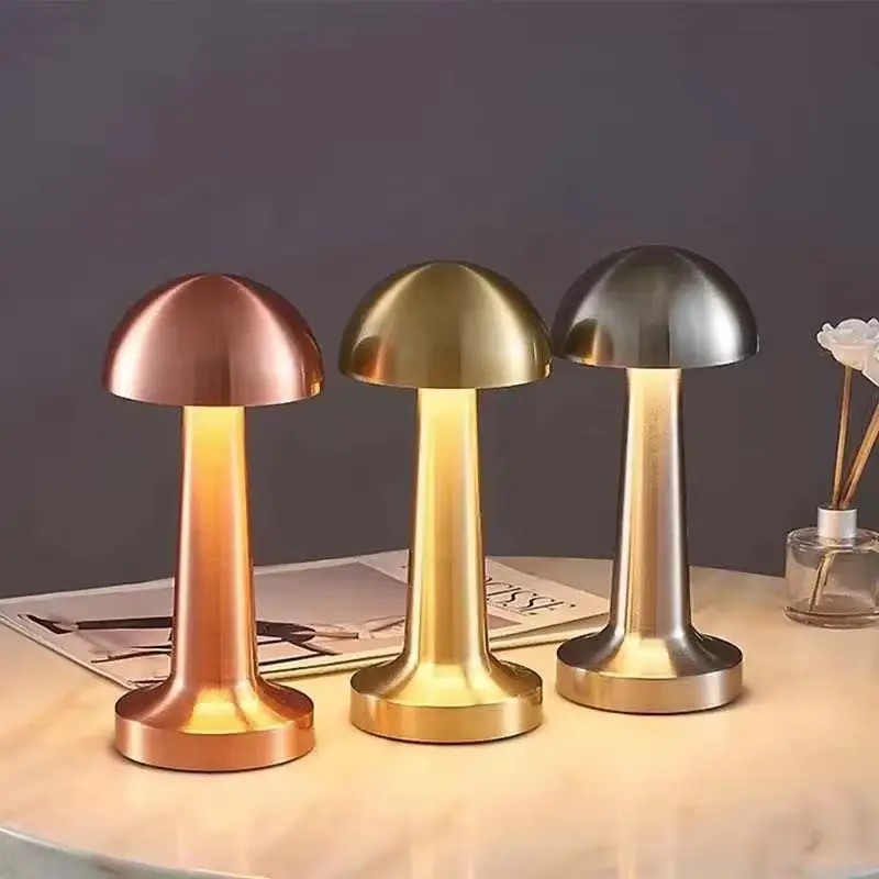 Mushroom Dumbbell Led Bar Table Lamp Rechargeable Wireless Touch Retro Desktop Night Light For Restaurant Hotel Bedroom