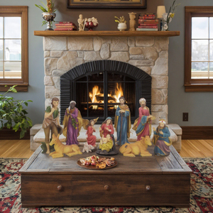 Set <span class=keywords><strong>Presepe</strong></span> Artigianale Ecologico HANDSOME con Angeli in Resina Dipinta, Scena della Natività con Gesù Bambino - Product Image 1