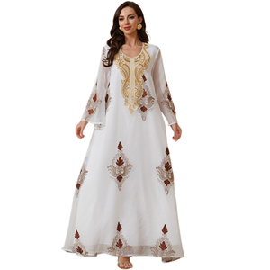 Robe Abaya de Luxe Vintage en Polyester pour Femmes Musulmanes, Antistatique, <span class=keywords><strong>Printemps</strong></span>, Élégante, Broderie de Paillettes, Maille, Mariage, Soirée, Fête - Product Image 1