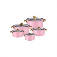 Ensemble d'ustensiles de cuisine transfrontalier de qualité export, aux couleurs éclatantes, casseroles sans fumée, design moderne et minimaliste, couvercles en verre, acier inoxydable 410