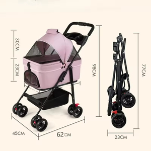 Poussette pliable légère et portable à 4 roues pour animaux de compagnie, <span class=keywords><strong>panier</strong></span> respirant pour chats et chiens, toutes saisons, écologique, pour voyages en plein air - Product Image 5