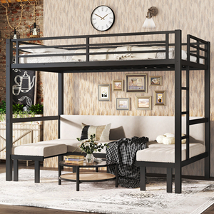 <span class=keywords><strong>Lit</strong></span> superposé en métal extra-large moderne avec fonction canapé-<span class=keywords><strong>lit</strong></span>, design gain de place, montage facile pour salon/usage scolaire - Product Image 2