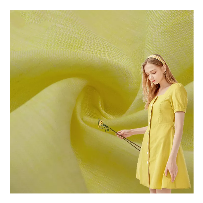 Индивидуальный цвет мягкая приятная для кожи светло-желтая 100% натуральная льняная ткань для женских платьев и рубашек