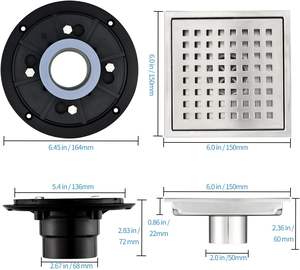 <span class=keywords><strong>Grille</strong></span> de douche carrée en acier inoxydable 304 au design moderne, brossée, amovible, <span class=keywords><strong>avec</strong></span> base en <span class=keywords><strong>PVC</strong></span>, filtre à cheveux, écologique, pour hôtel - Product Image 6