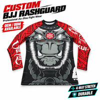 Rashguard personnalisé BJJ extensible 4 directions, coutures plates, sublimation, durable, respirant, manches longues, service OEM, fourniture d'usine