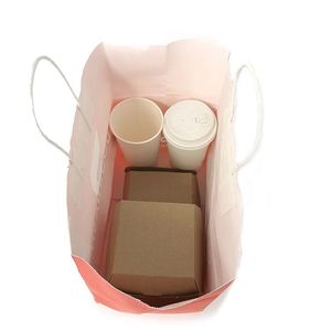 Cheap Price Recyclable Kraft Brown Paper <b>Bags</b> with Handles for Pizza Sushi Salad and Coffee Food Packaging - Product Image 5