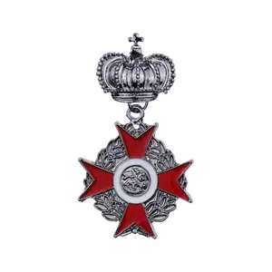 Garment Accessories Euro-american 3D Alloy Relief Medal Badge Retro Enamel Crown Shield Brooch Pins For Men