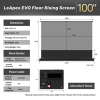 Nouveauté : Écran de projection Wupro LeApex EVO 100 pouces, CBSP PET Crystal Lenticular CLR, motorisé, électrique, à levage au sol
