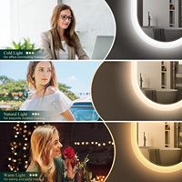 Miroir mural intelligent à écran tactile CF Modern Makeup Vanity avec éclairage LED, miroirs décoratifs pour salle de bain avec éclairage LED