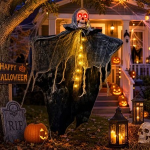 Guirlandes lumineuses fantômes suspendues pour Halloween, guirlandes lumineuses LED fantômes alimentées par piles, 3 modes d'éclairage, décoration intérieure et extérieure pour fête et jardin - Product Image 3