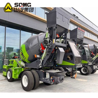 Camion malaxeur à béton autochargeant SQMG de 0,5 m3 à 6 m3 avec système entièrement hydraulique et pompe haute puissance à moteur.