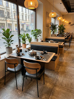 Ensemble de banquettes de restaurant rembourrées en bois, canapé imperméable et table de hot pot en marbre pour restaurant commercial
