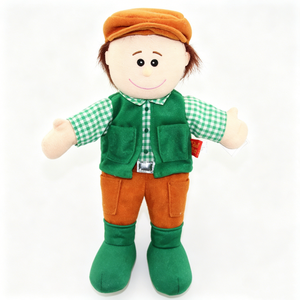 Marioneta de Mano Personalizada de Granjero con Sombrero y Traje, Marioneta de Peluche de Cuerpo Completo de Personaje de Granja para Niños, Juego de Imitación - Product Image 4