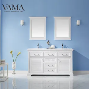 VAMA工厂60英寸木浴室家具家居用品五金质朴双水槽浴室梳妆台783060