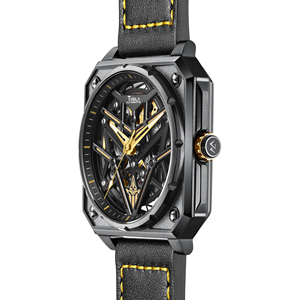 Montre mécanique de luxe pour homme MIGE, boîtier en acier inoxydable, verre saphir, résistance à l'eau 5 BAR, bracelet en cuir véritable, montres squelette - Product Image 4