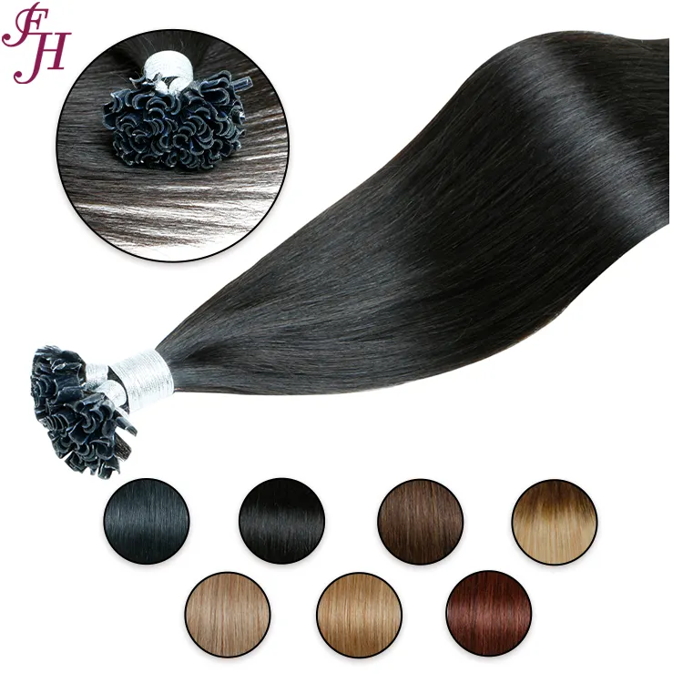 FH virgin u-tip extension double drawn straight natural black 38 inch u tip hair extensions