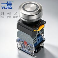 Interruptor de botón de encendido de plástico de ingeniería con anillo LED plano M30 10A para interruptores de botón de encendido universales