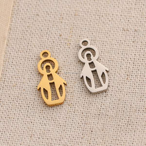 Etiqueta de Joyería Personalizada, Amuleto de la Virgen María Chapado en Oro, Amuleto de la Salve María de Acero Inoxidable, Colgante Religioso para Collar o Pulsera DIY - Product Image 1