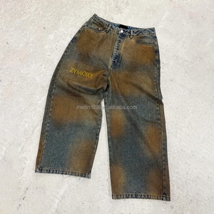 Denim Manufacturer Custom Loose Denim <b>Jeans</b> Pants Unisex Vintage Wash Blank Oversized Cotton Straight Wide Leg Pants <b>Jeans</b> Baggy - Product Image 1