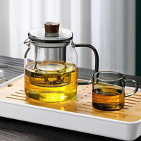 Nouvelle théière minimaliste en verre borosilicate sans plomb avec infuseur et poignée colorée, écologique, en stock