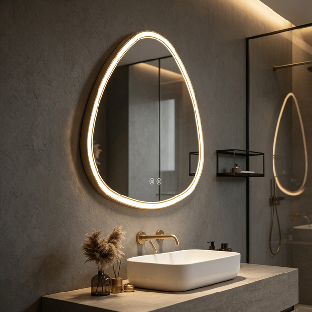 Bathroom Mirror Custom Made Frame LED Backlit Anti-Fog Touch Wall Mount Lighted Vanity Mirror for Home Hotel Apartment Villa