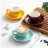 Tasse à café en céramique Kingze 75 ml, ensemble tasse et soucoupe à expresso personnalisé pour café, maison, barista