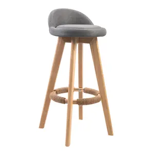 고품질 사용자 정의 실용적인 경제 나무 바 의자 패브릭 실내 장식 다시 높은 바 의자 의자 바 의자 주방